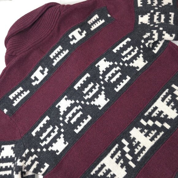 AMERICAN EAGLE Sweater Men's SIZE MEDIUM Aztec Multicolor Knitted Shawl Collar.. - Picture 8 of 16